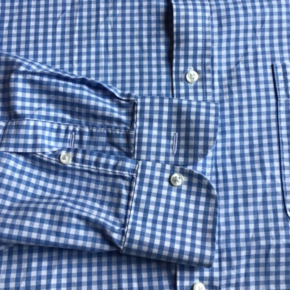 Nordstrom blue checkered dress cotton shirt Sz 1 8 made in Vietnam 🇻🇳 - Picture 11 of 13